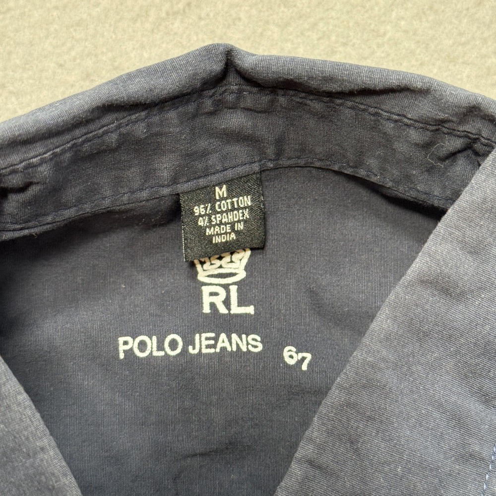 Ralph Lauren Shirt Women's M Navy Blue Long Sleeve Button Down Western Classic - Picture 5 of 6